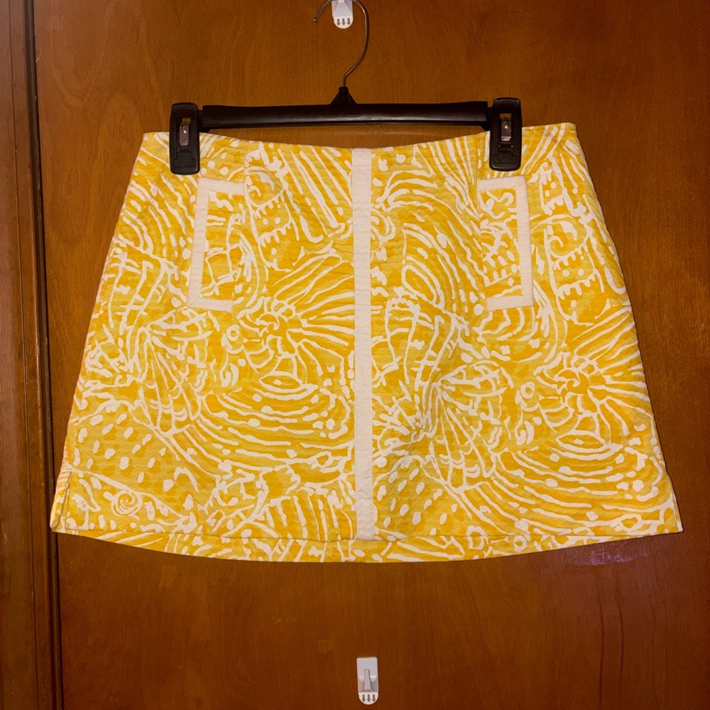Lilly Pulitzer Yellow and White A-Line Skirt
